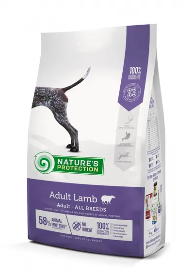Nature's Protection Dog Adult Lamb, miel, hrana uscata premium pentru caini adulti, 4 kg