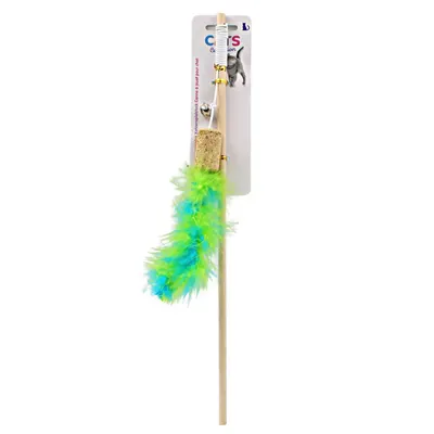 Jucărie interactivă băț pisici puf verde 40cm