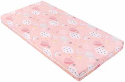 Saltea copii KikkaBoo - Fantasia Plus, 60 x 120 x 8 cm, Clouds Peach