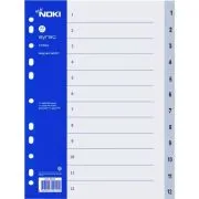Index plastic numeric 1-12 Noki 59212, A4, portret, gri