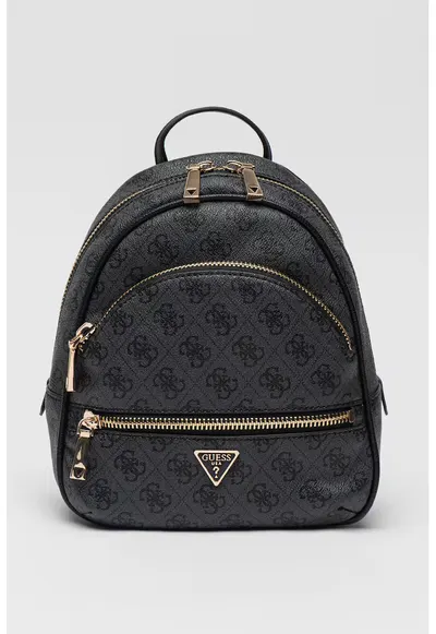Rucsac mic cu model monograma Manhattan II - Negru/Gri antracit