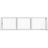 PawHut Barieră de siguranță pentru câine barieră de protecție cu 3 panouri retractabile 71-190 cm din lemn - alb | Aosom Romania