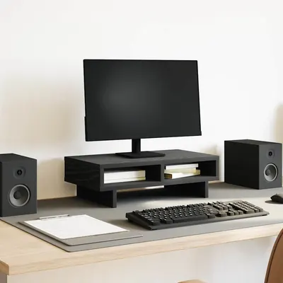 vidaXL Suport monitor stejar negru 50x27x15 cm lemn prelucrat