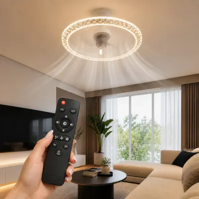 Lustra LED Premium cu Ventilator Integrat si Telecomanda – Iluminare Reglabila, Ventilatie si Timer