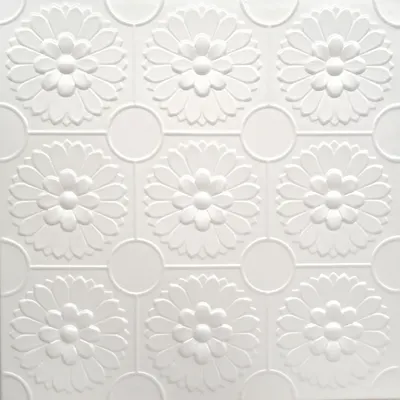 Tavan fals decorativ 0877 polistiren extrudat alb 50x50x0.4 cm