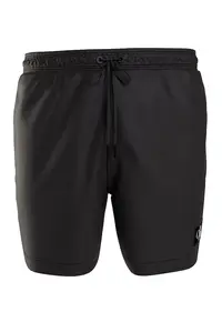 Pantaloni scurti de baie cu snur si monograma - Negru