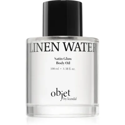 KUNDAL Objet Satin Glow Body Oil ulei de corp hranitor pentru hidratare intensa cu parfum Linen Water 100 ml