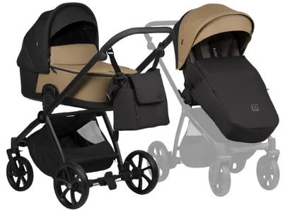 Cărucior pentru bebeluși 2 în 1 Tutis - Mio 3+, piele ecologică , Beige