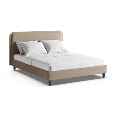 Pat matrimonial grej tapițat cu somieră 200x200 cm Aveline – Micadoni