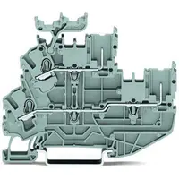 1-conductor/1-pin double deck receptacle terminal block; Through/through terminal block; N/L; with marker carrier; for DIN-rail 35 x 15 and 35 x 7.5; 2.5 mm²; Push-in CAGE CLAMP®; 2,50 mm²; gray