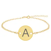 Lara - Bratara din argint 925 placat cu aur galben 24K personalizata cu initiala - banut