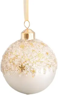 Jucărie de brad de Crăciun Eurolamp - Minge, 8 cm, cu pietricele și brocart