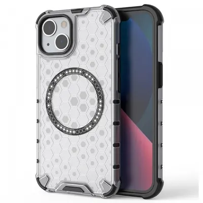 Husa MagSafe pentru Apple iPhone 14, Techsuit, HoneyComb Shield, Alba