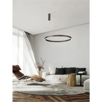 Lampa suspendata ELOWEN Brushed Brown Coffee Aluminiu & Silicone LED 77W 3326Lm 220V 3000K IP20 Triac Dimabil Deschis sus & jos