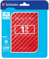 Hard Disk Extern Verbatim Store 'n' Go, 1TB, USB 3.0 (Rosu)