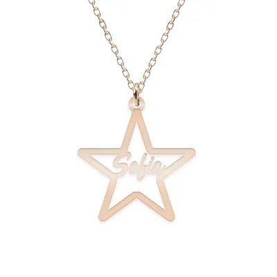 Rita - Colier personalizat stea cu nume decupat din argint 925 placat cu aur roz