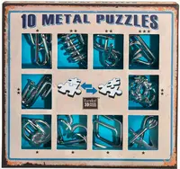 Set puzzle-uri de logica metalice Eureka - 10 Metal Puzzles Set, albastru