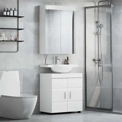 vidaXL Set de mobilier pentru baie TULUM 2 buc. Alb lucios