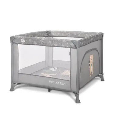 Tarc de joaca Lorelli Play N Relax Grey Adventure 100x100x75 cm, deschidere laterala cu fermoar, geanta de transport