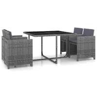 Gossi set mobilier de exterior cu perne, 5 piese, gri, poliratan