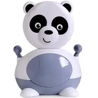 Olita pentru copii Little Mom Panda White, cu adaptor moale din spuma PU, manere de sustinere, capac rabatabil cu functie de spatar ergonomic, vas colector detasabil, picioruse antiderapante, dimensiune 38 x 34 x 45 cm