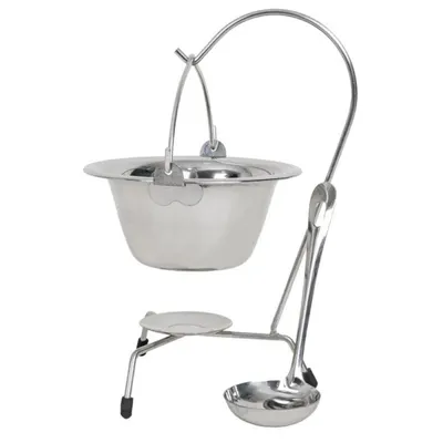 Ceaun Mini din Inox, cu Suport si Lingura, 0.8 l