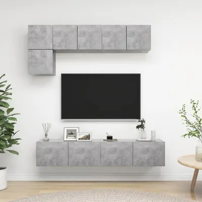 vidaXL Set de dulapuri TV, 5 piese, gri beton, lemn prelucrat