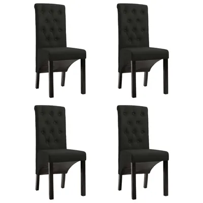 vidaXL Scaune de bucătărie, 4 buc., negru, material textil