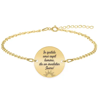 Discipulus - Bratara personalizata invatatoare din argint 925 placat cu aur galben 24K