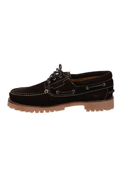 Pantofi boat din piele intoarsa Tratton - Maro inchis
