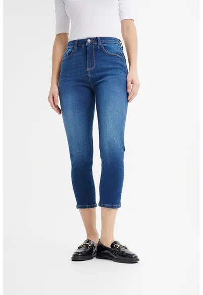 Blugi skinny 3/4 - Albastru petrol