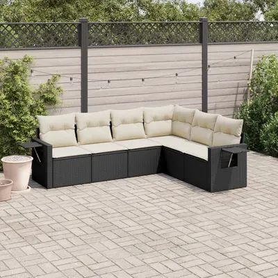 Gossi set mobilier de gradina cu perne, 6 piese, negru, poliratan
