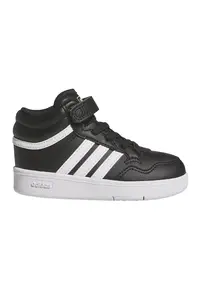 Pantofi sport mid-high din piele ecologica Hoops 4.0 - Negru/Alb optic