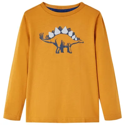 Tricou pentru copii cu mâneci lungi ocru închis 92