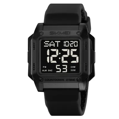 Ceas Digital Bărbați SKMEI 2454 Negru - Funcții Multiple, Design Army, Cronometru, Alarmă, Rezistent la Apă 5ATM