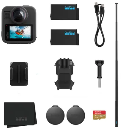 Cameră de acțiune GoPro - Pachet accesorii Max2, neagră