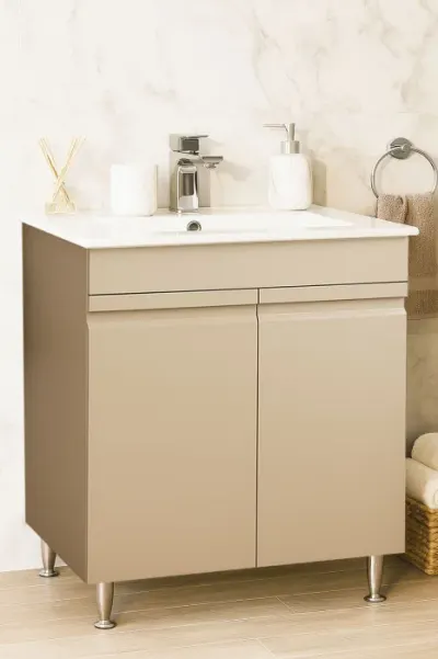 Set Baza front MDF si Lavoar seria 086, montat, 70 cm, cappuccino