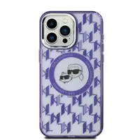 Husa MagSafe pentru Apple iPhone 15, Karl Lagerfeld, IML Monogram Karl & Choupette's Heads, Mov