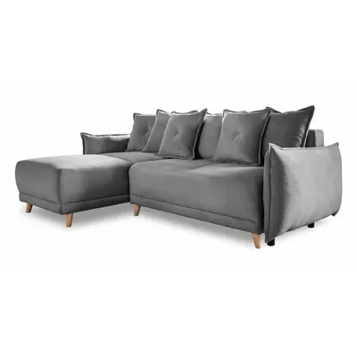 Colțar gri extensibil cu tapițerie din catifea reiată (colț variabil) Lazy Lukka – Miuform