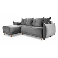 Colțar gri extensibil cu tapițerie din catifea reiată (colț variabil) Lazy Lukka – Miuform