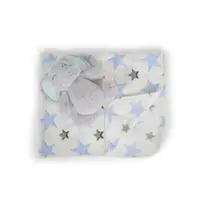 Patura cu jucarie de plus pentru bebelusi Cangaroo 90 x 75 cm Elefant Albastru