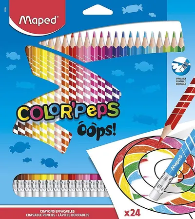 Set creioane Maped Color Peps Oops - 24 culori, care se sterg