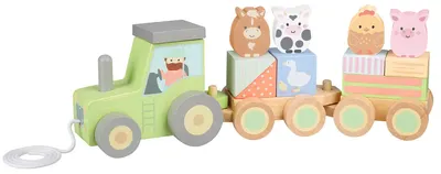 Jucărie din lemn pentru tragere Orange Tree Toys - Animale de fermă