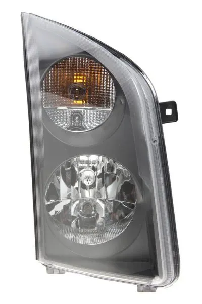 Far dreapta (H7, reglaj electric, cu motoras, fundal cromat, fundal galben) VW CRAFTER 2006-2017