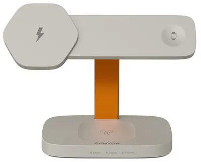 Încărcător wireless Canyon - Hexagon WCS-310 3-в-1, LightGrey/Orange
