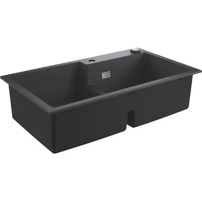 Chiuveta bucatarie Grohe K500 31649AP0, 2 cuve, montaj dreapta, compozit quartz, Negru