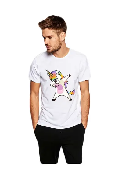 Tricou barbati alb - Cool Unicorn