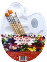 Set de pensule pentru pictură B-Max Color Lands - 6 bucăți, cu paletă