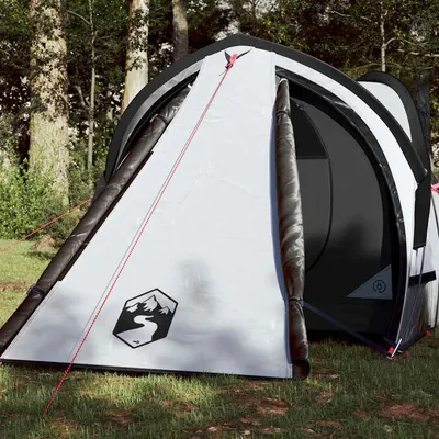 vidaXL Cort camping cupolă 2 persoane alb, țesătură opacă, impermeabil