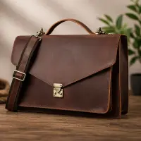 Servieta unisex, Milano GT3802, piele naturala, Maro
